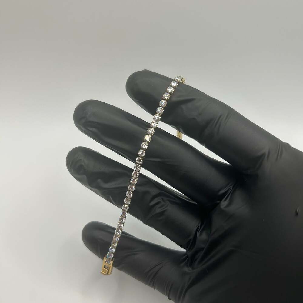 3mm Moissanite Gold Tennis Bracelet Womens 7 Inch VVS1 No Pass Waterproof